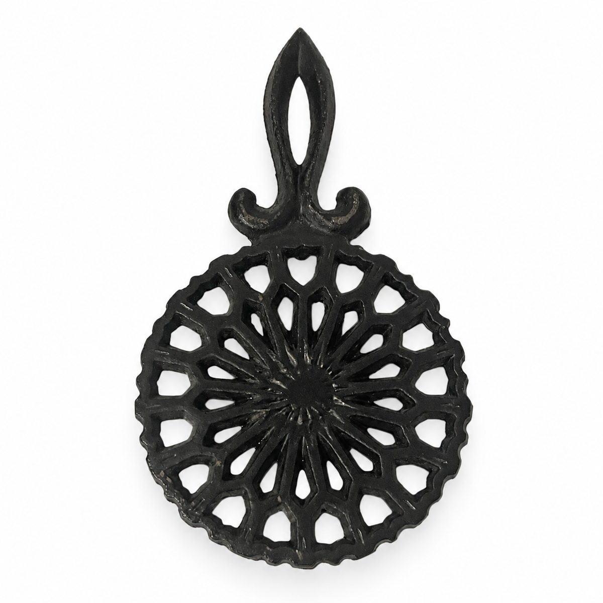 Vintage Wilton Cathedral Wheel Cast Iron Trivet - Black Hot Plate