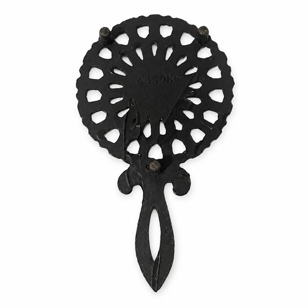 Vintage Wilton Cathedral Wheel Cast Iron Trivet - Black Hot Plate