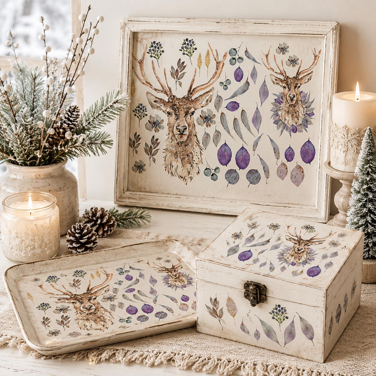 Roycycled Treasures Winter Stag Decoupage Tissue Paper - 20" x 30"