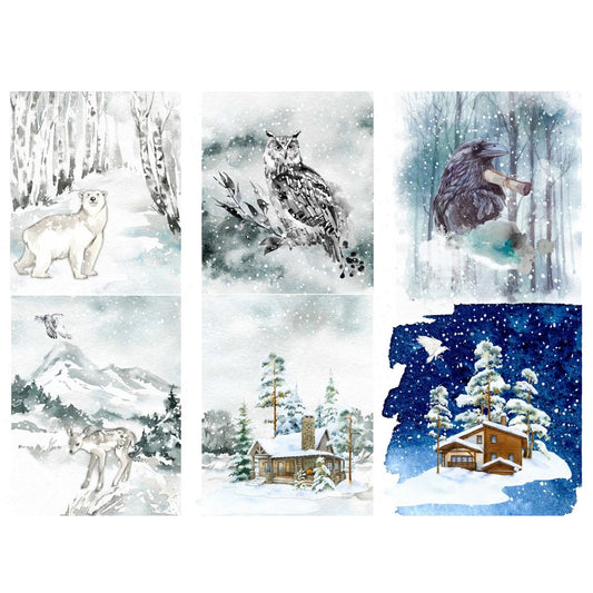 Roycycled Treasures Winter Project Blocks Decoupage Paper - 20"x30"