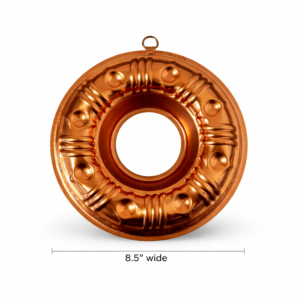 Vintage Copper Aluminum Wreath Gelatin Mold with Hanger - 3.5 Cups