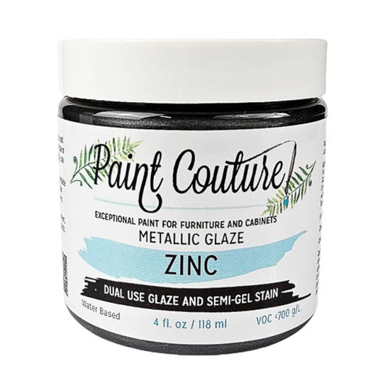 Paint Couture Zinc Metallic Glaze and Semi-Gel Stain Furniture Finish