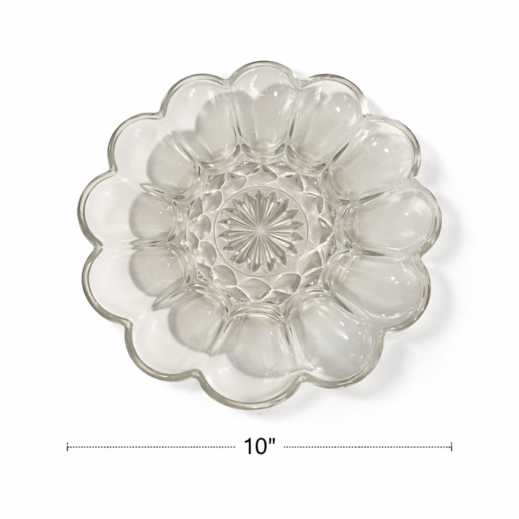 Vintage Anchor Hocking Deviled Egg Plate - 10" Clear Glass USA