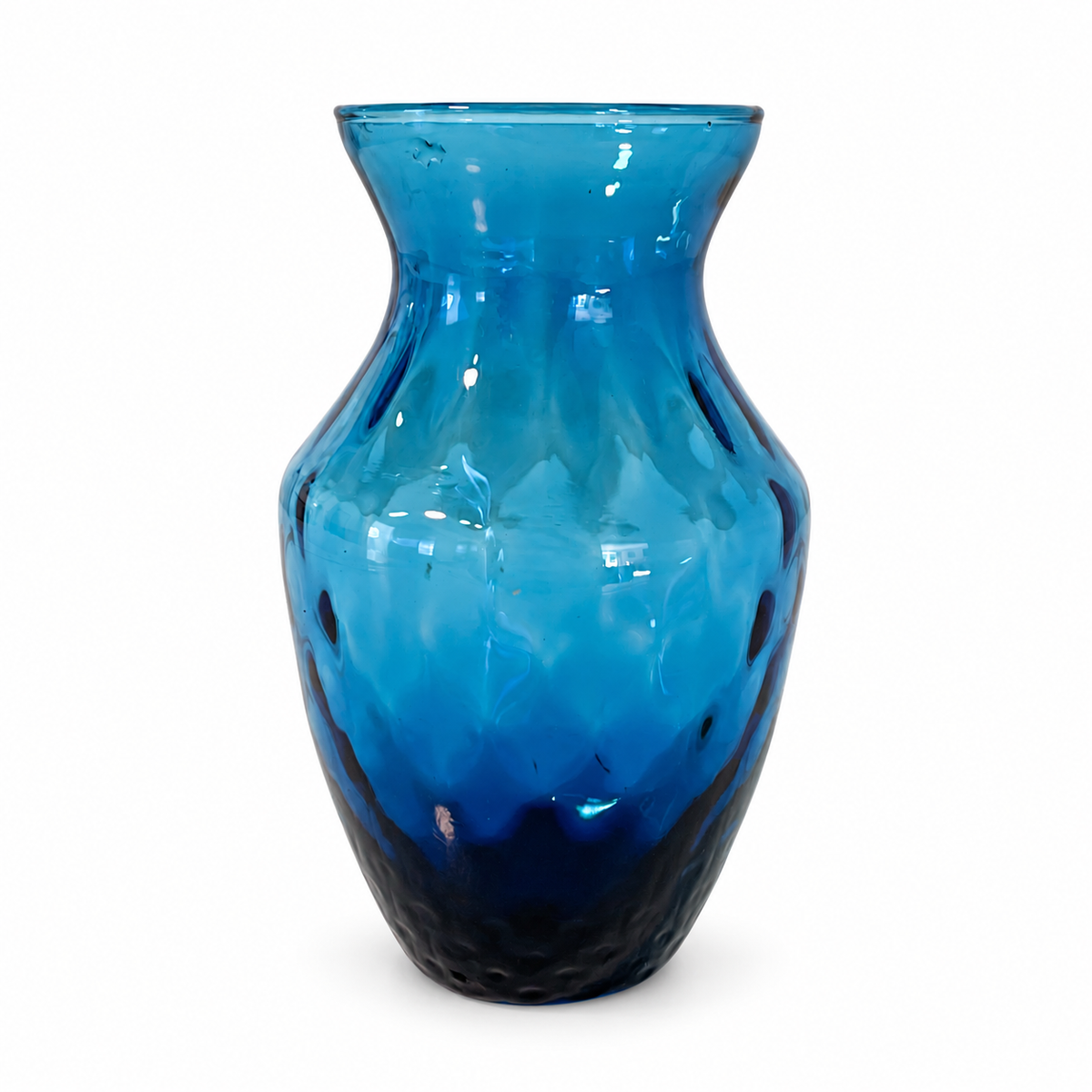 Vintage Teal Blue Art Glass Vase 5.5 Inch - Collectable Decor