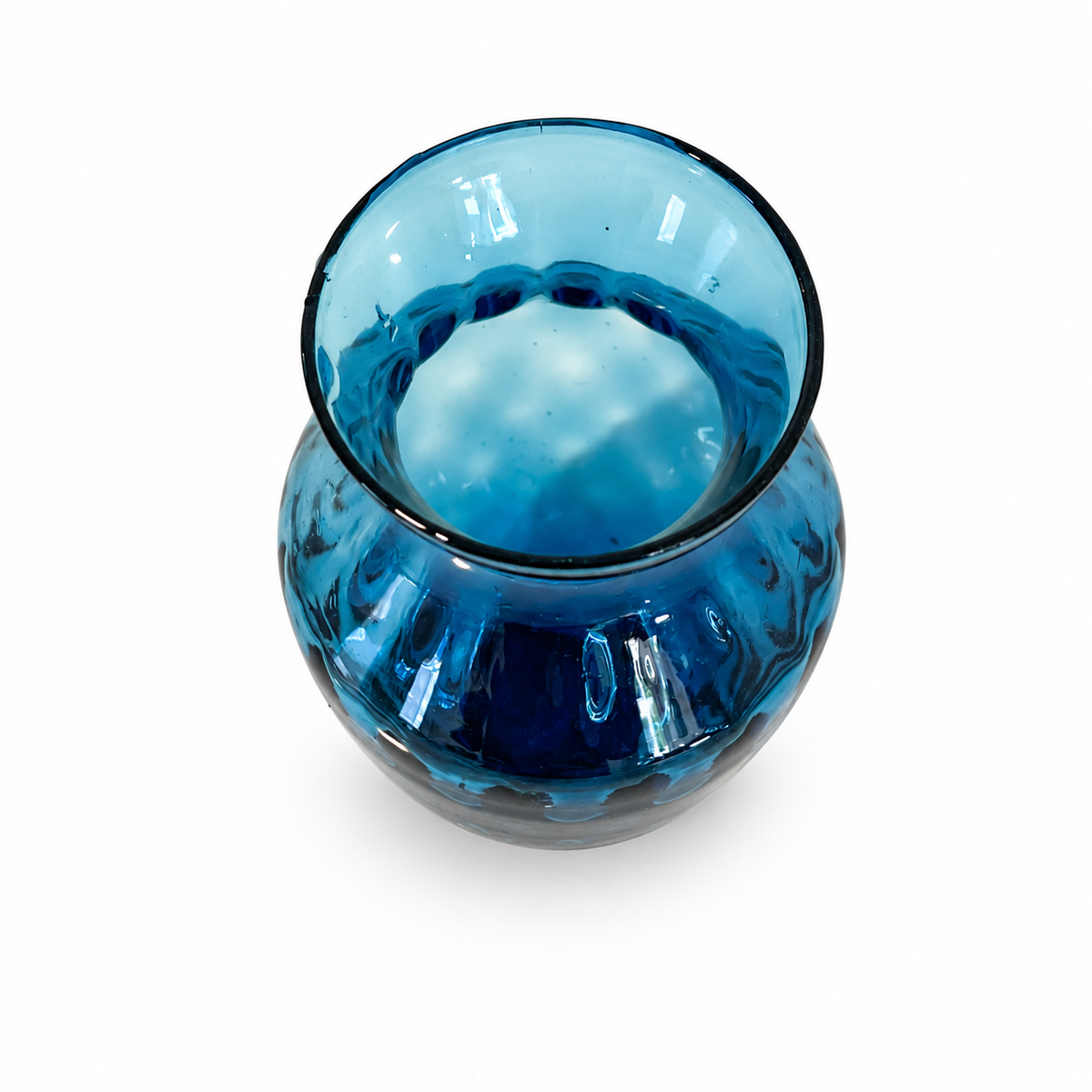 Vintage Teal Blue Art Glass Vase 5.5 Inch - Collectable Decor