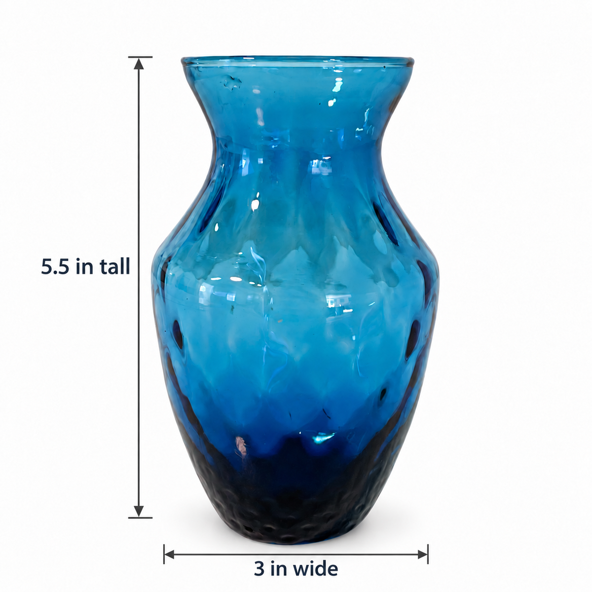 Vintage Teal Blue Art Glass Vase 5.5 Inch - Collectable Decor