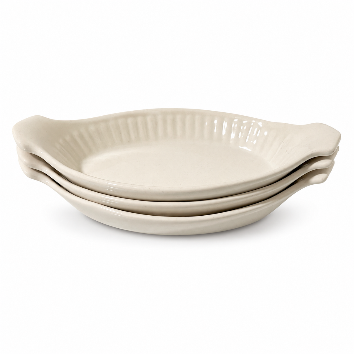 Vintage California Pottery White Au Gratin Dishes – Set of 3 - USA