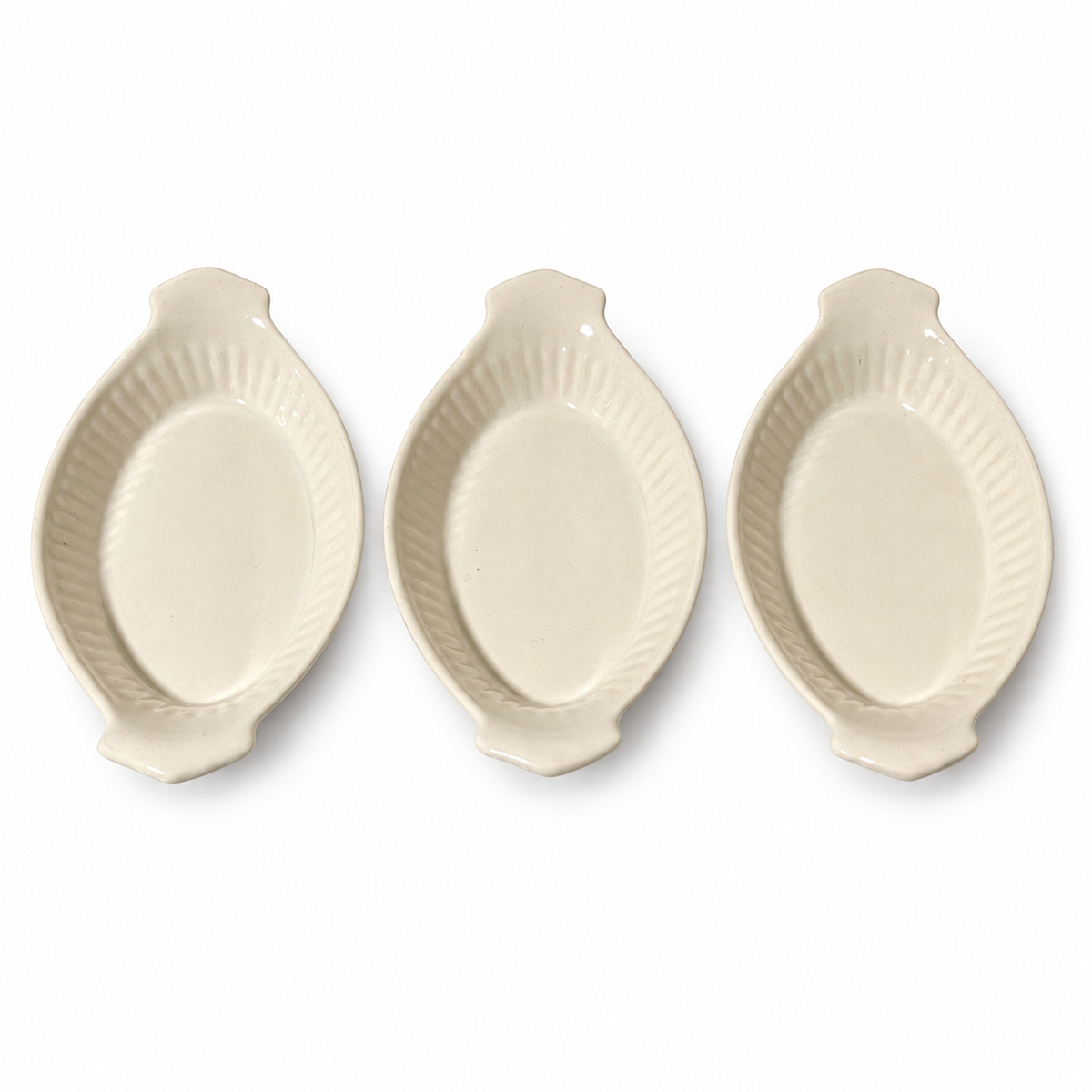 Vintage California Pottery White Au Gratin Dishes – Set of 3 - USA