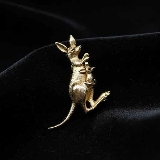 1970s Avon Kangaroo Brooch | Gold Tone and Articulating Tail