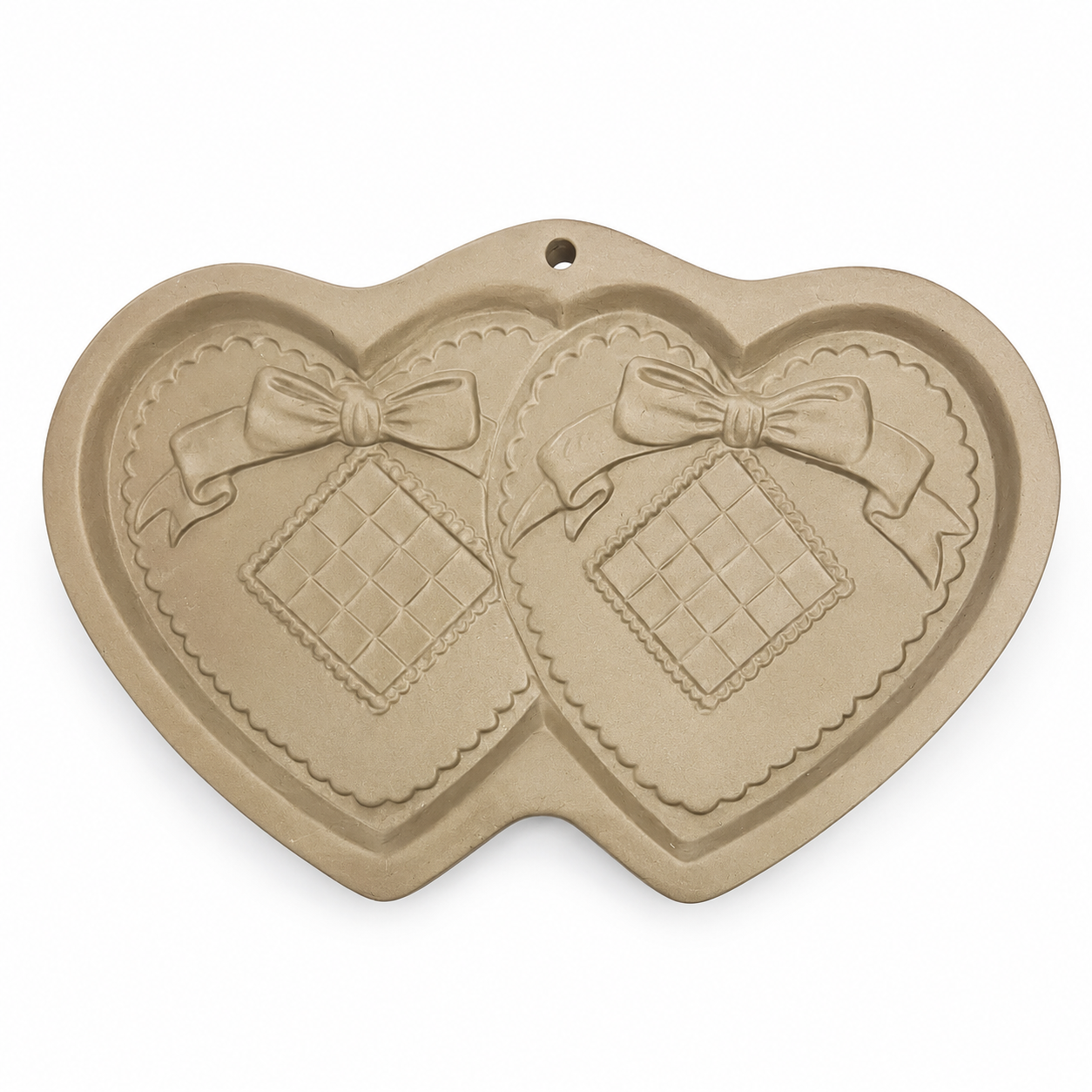 1988 Hill Design Brown Bag Double Hearts Cookie Art Mold - Made in USA