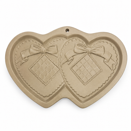 1988 Hill Design Brown Bag Double Hearts Cookie Art Mold - Made in USA