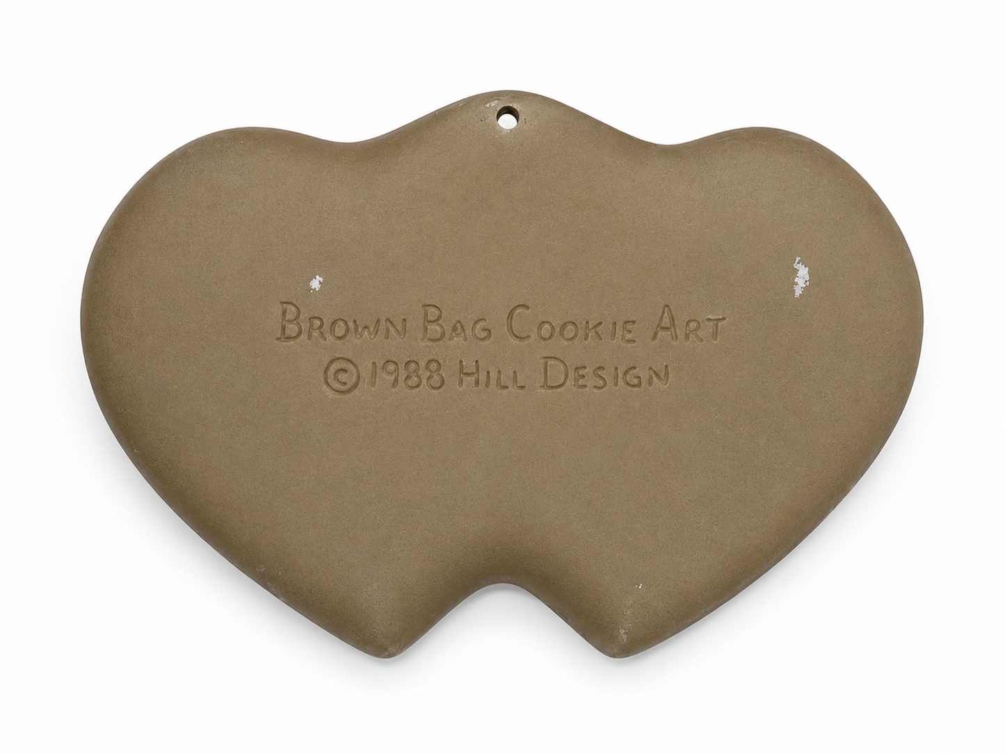 1988 Hill Design Brown Bag Double Hearts Cookie Art Mold - Made in USA