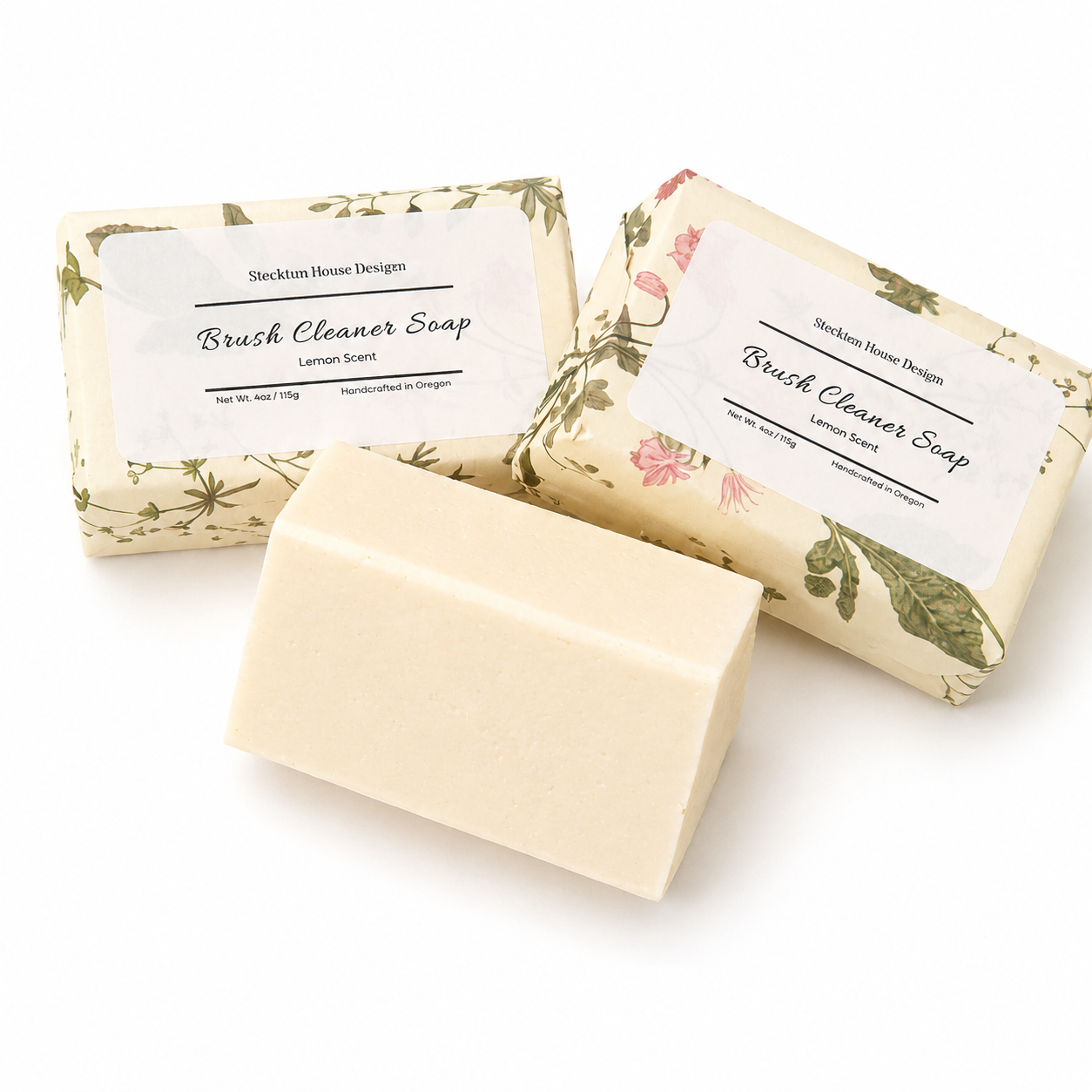 Brush Cleaner Soap Lemon Scent Handcrafted in Oregon - Brushes & Hands