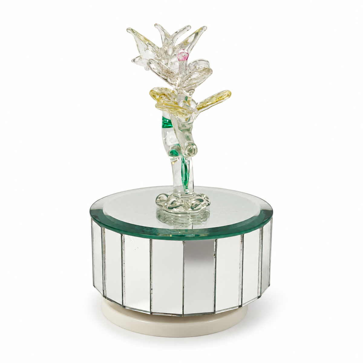 Vintage Glass Butterfly Carousel Music Box - Working Condition