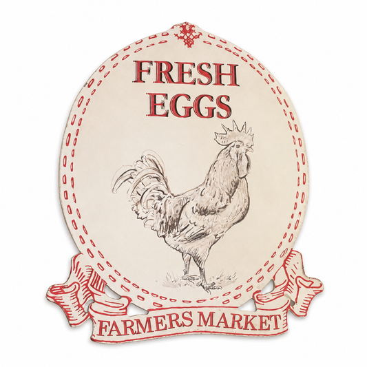 Chad Barrett Fresh Eggs Metal Sign - Farmers Market Farmhouse Decor