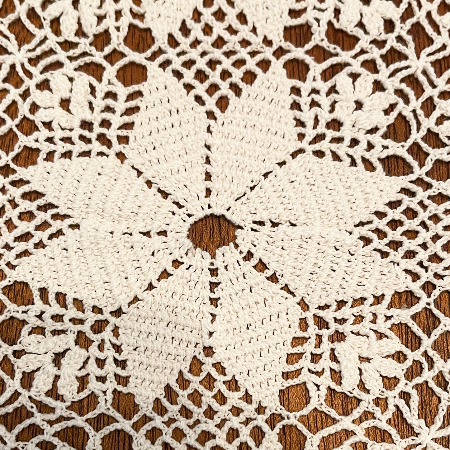 Vintage Hand Crochet Tablecloth - White Cotton 48 x 70 Farmhouse Decor