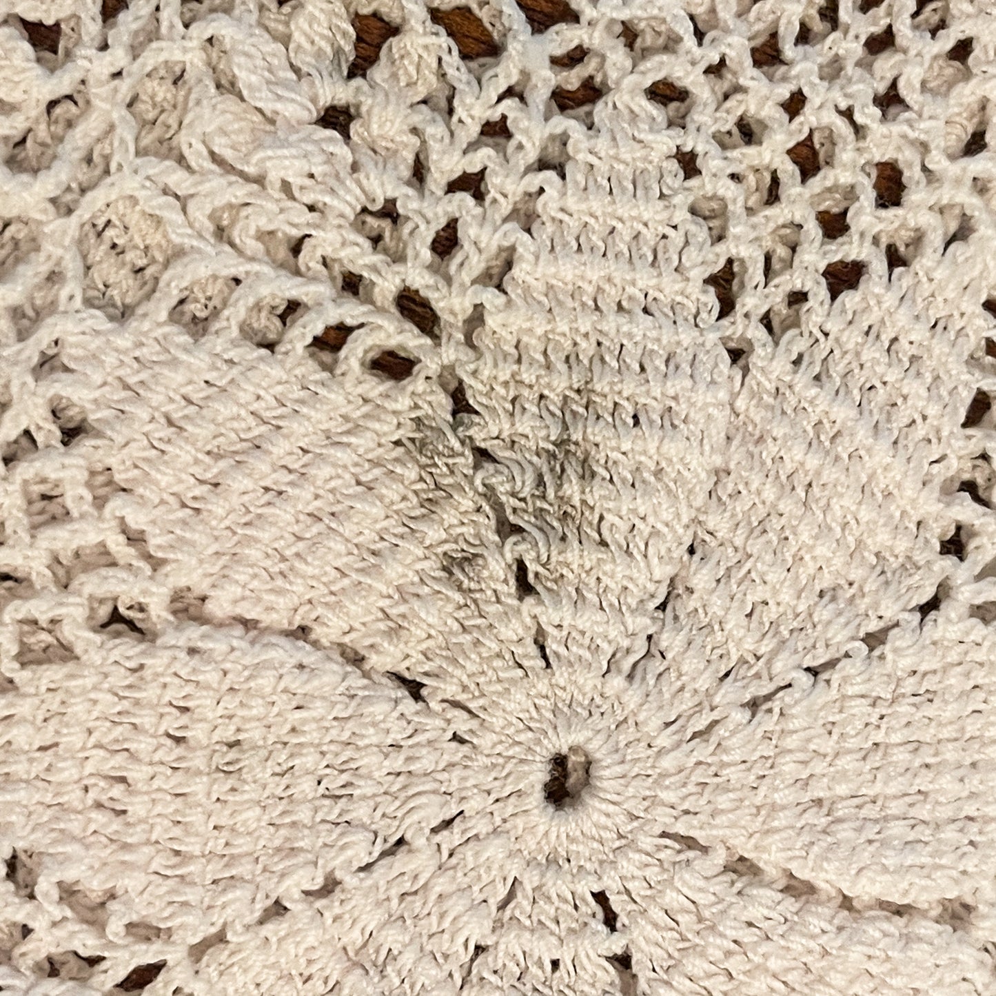 Vintage Hand Crochet Tablecloth - White Cotton 48 x 70 Farmhouse Decor