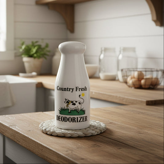 Country Fresh Cow Pottery Refrigerator Deodorizer Bottle by Chadwick and Miller Inc