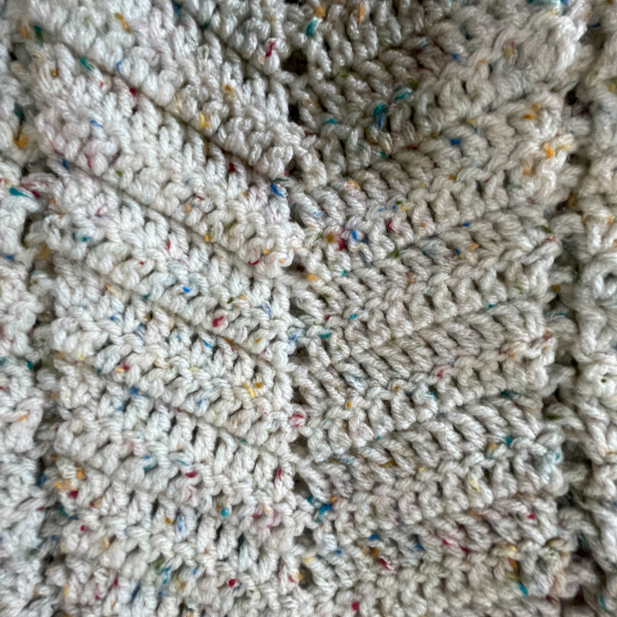 Vintage Handmade Chevron Crochet Throw Blanket – 63 x 60 Inch