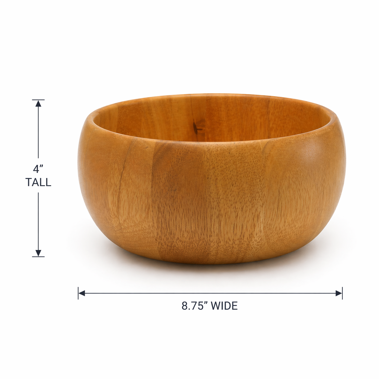 Vintage Decorative Wood Bowl 8.75 Inch - Rustic Farmhouse Serving