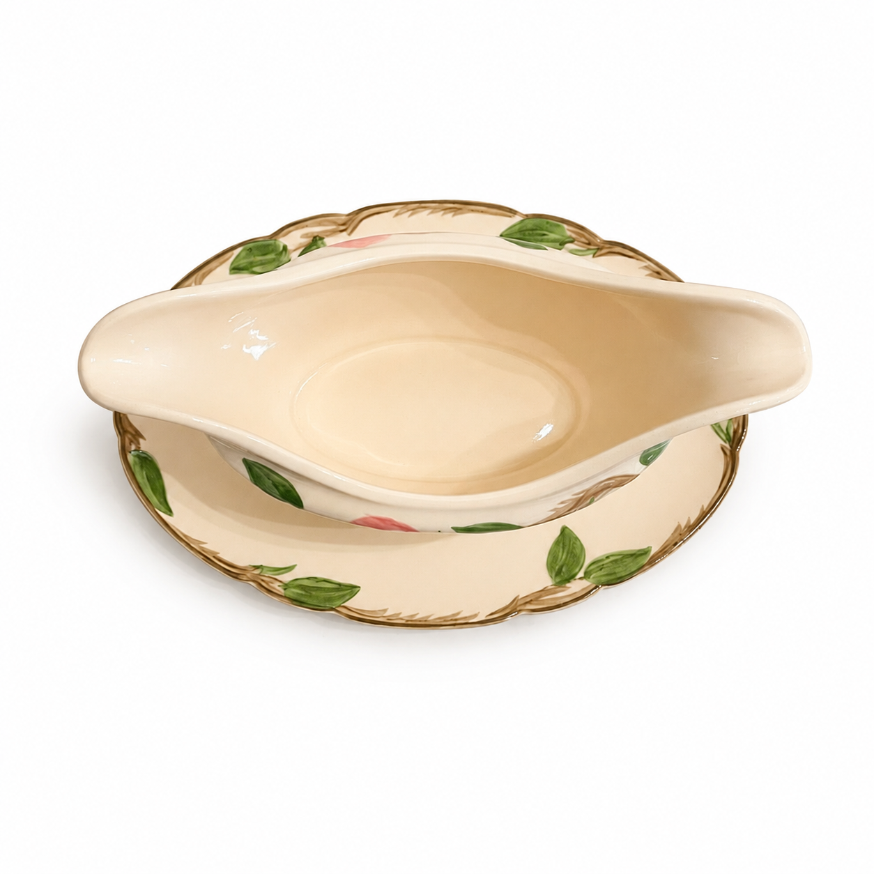 Vintage Franciscan Desert Rose Gravy Boat with Attached Underplate