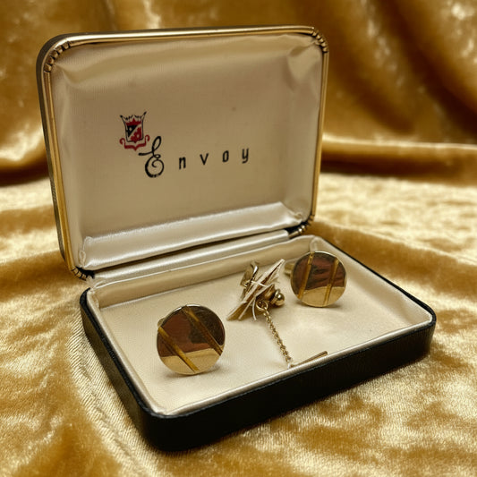 Envoy Cufflinks & Tie Tack Set - 1960s