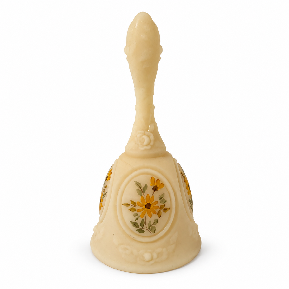 Vintage Fenton Daisies on Cameo Satin Medallion Bell - Amelia Mason