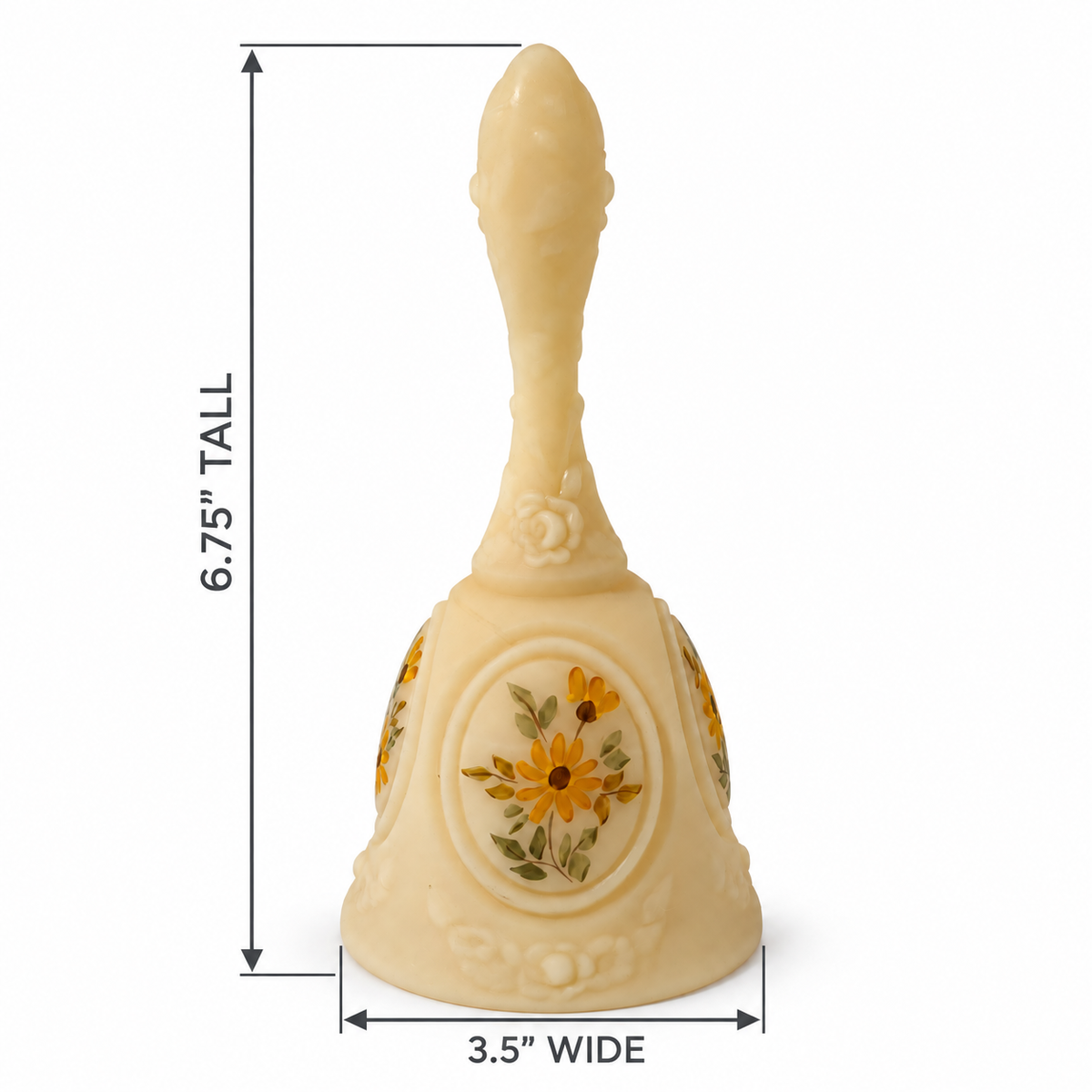 Vintage Fenton Daisies on Cameo Satin Medallion Bell - Amelia Mason