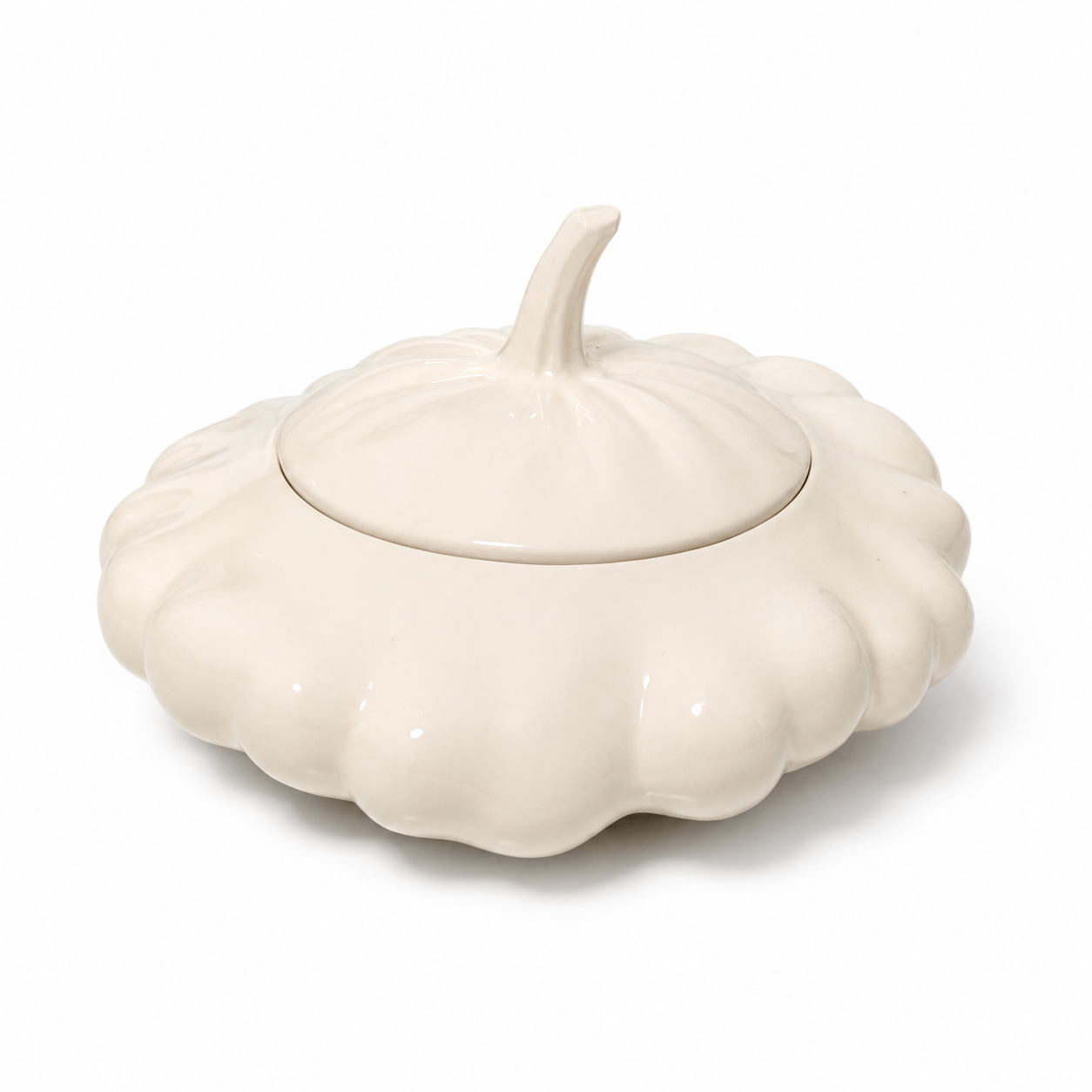 Vintage Fitz and Floyd White Ceramic Lidded Pumpkin Dish - 1978 USA