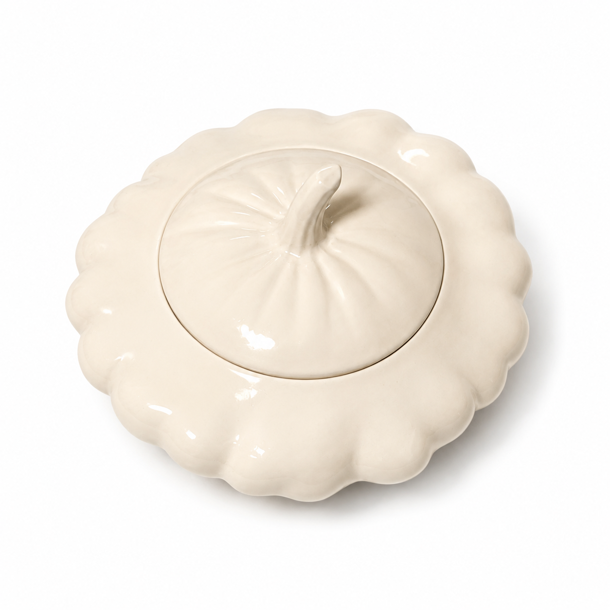 Vintage Fitz and Floyd White Ceramic Lidded Pumpkin Dish - 1978 USA
