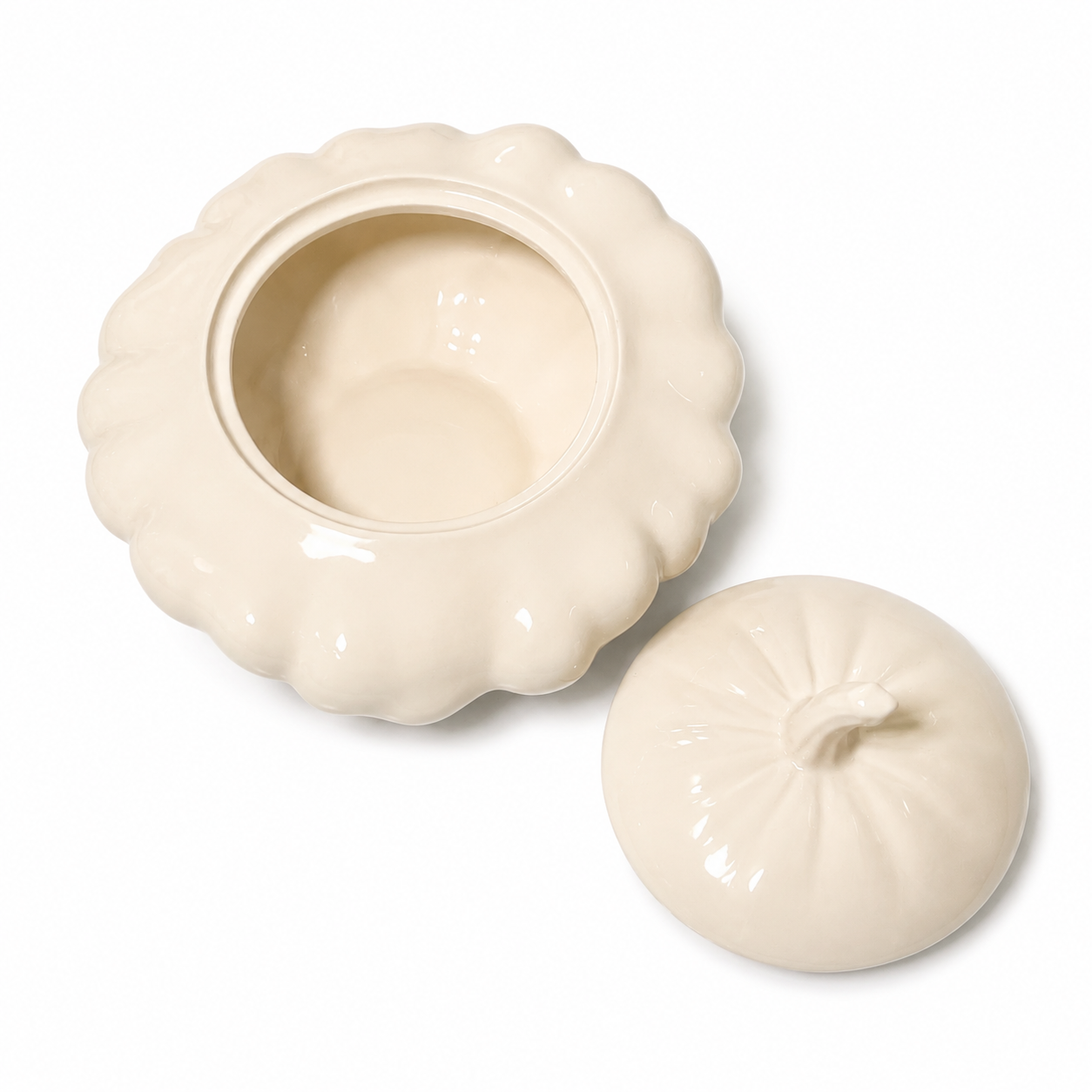Vintage Fitz and Floyd White Ceramic Lidded Pumpkin Dish - 1978 USA
