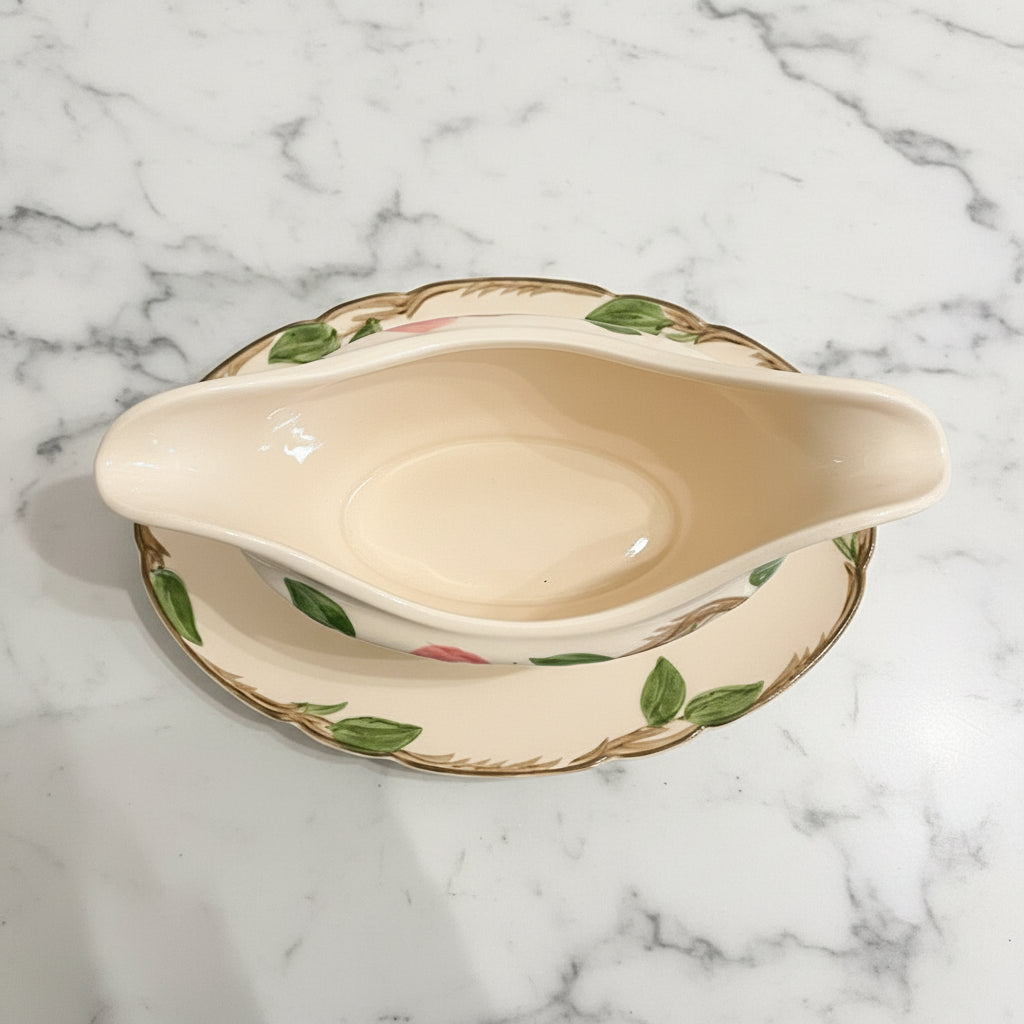 Vintage Franciscan Desert Rose Gravy Boat & Stand