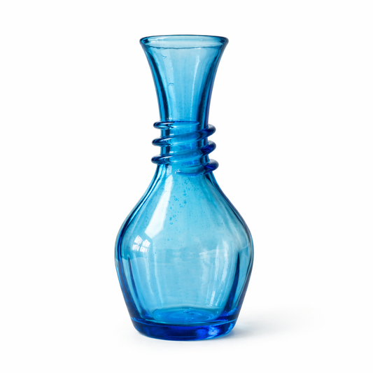 Vintage Hand Blown Blue Glass Water Carafe - Elegant Tableware