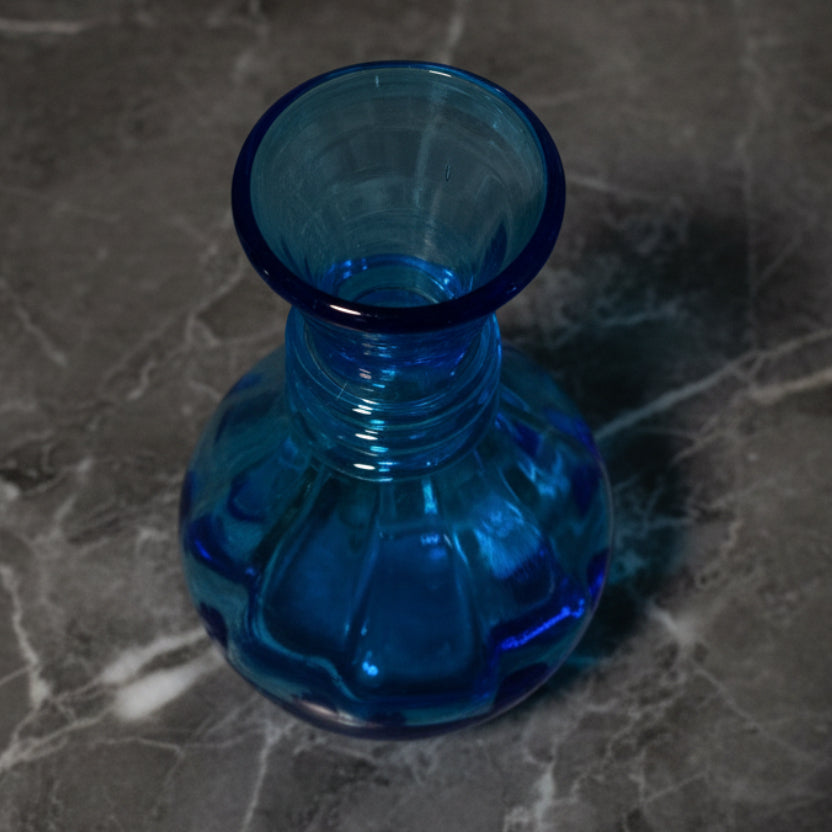 Vintage Hand Blown Blue Glass Water Carafe - Elegant Tableware