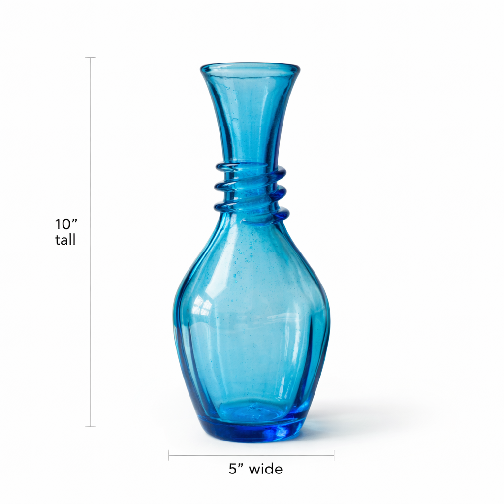 Vintage Hand Blown Blue Glass Water Carafe - Elegant Tableware