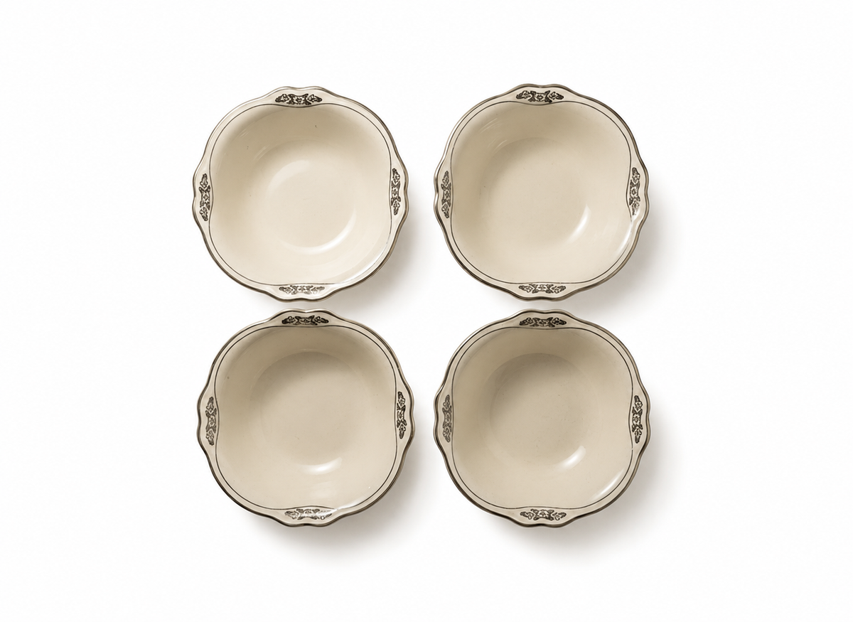 1960s Homer Laughlin Silver Rose Patrician Dessert Bowl - Set of 4