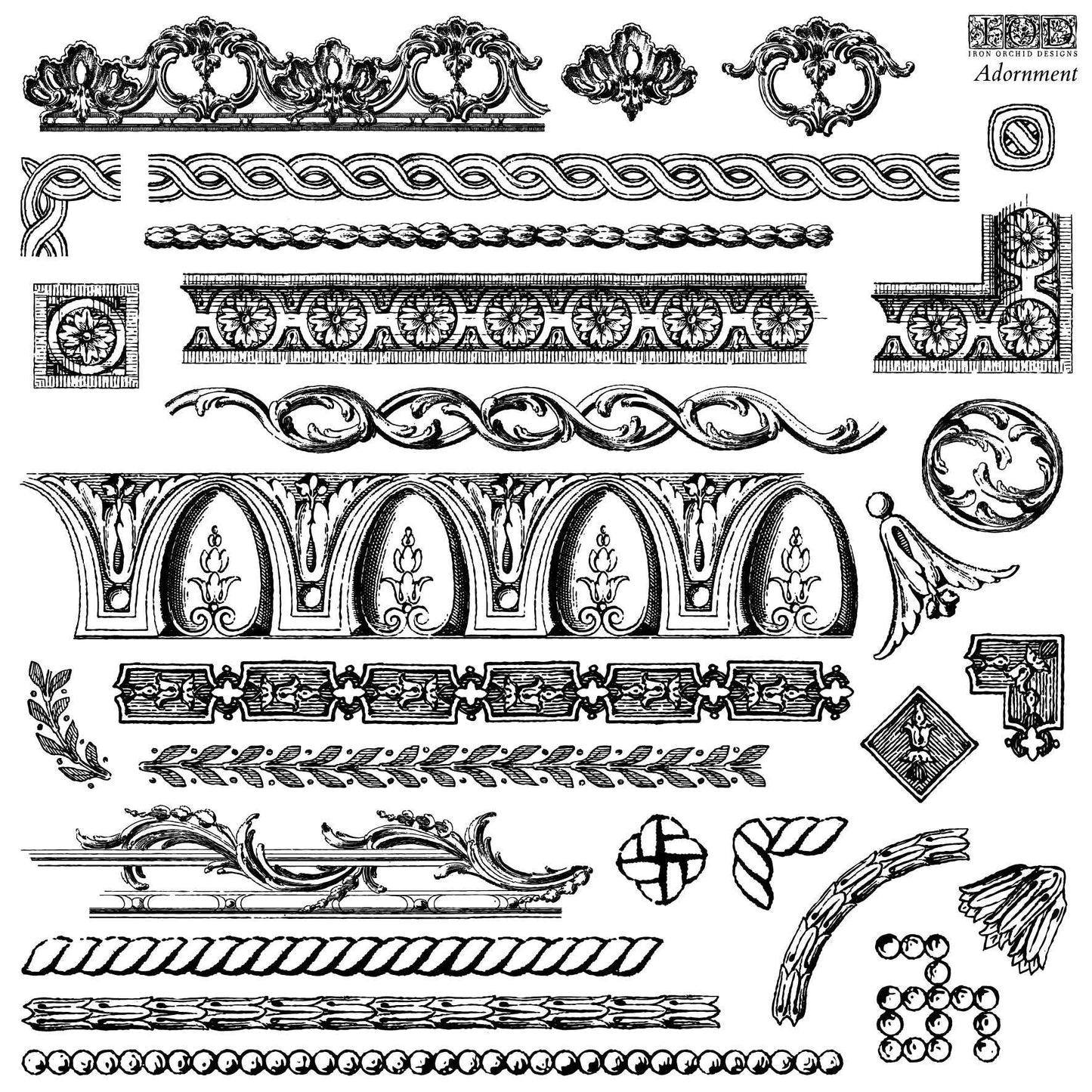 IOD Adornment Decor Stamp by Iron Orchid Designs - 12"x12" Silicone