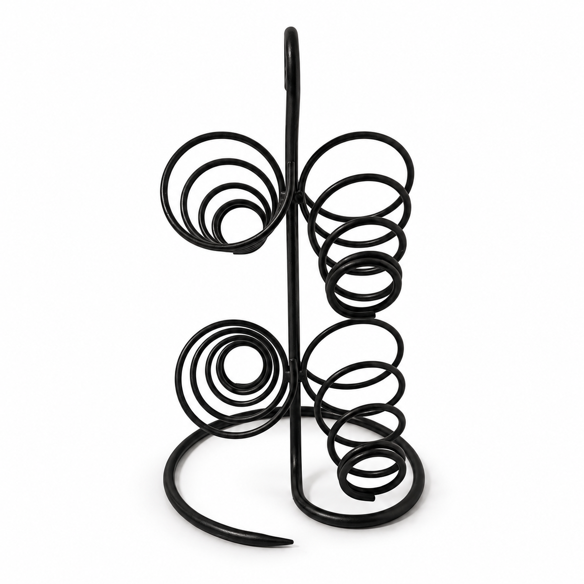 Vintage Wrought Iron Wine Rack 4 Bottle Countertop Holder Black Metal