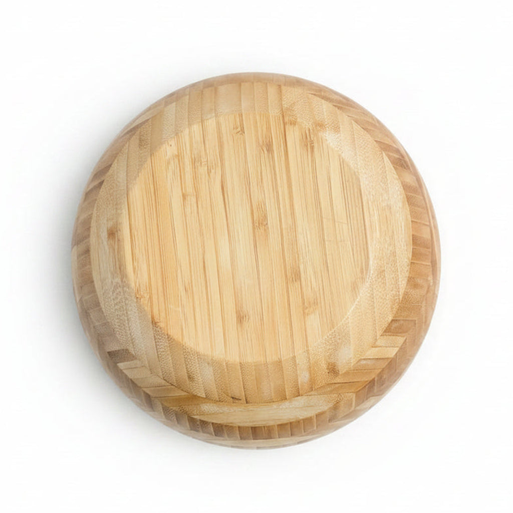 Large Bamboo Bowl with Butterfly Design - 12 Inch Natural Wood