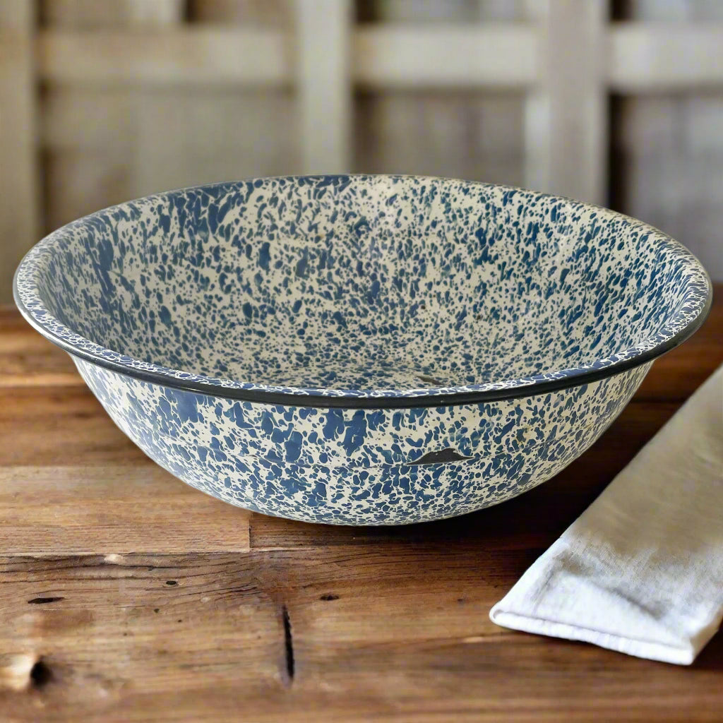 Large Enamel Splatterware Bowl
