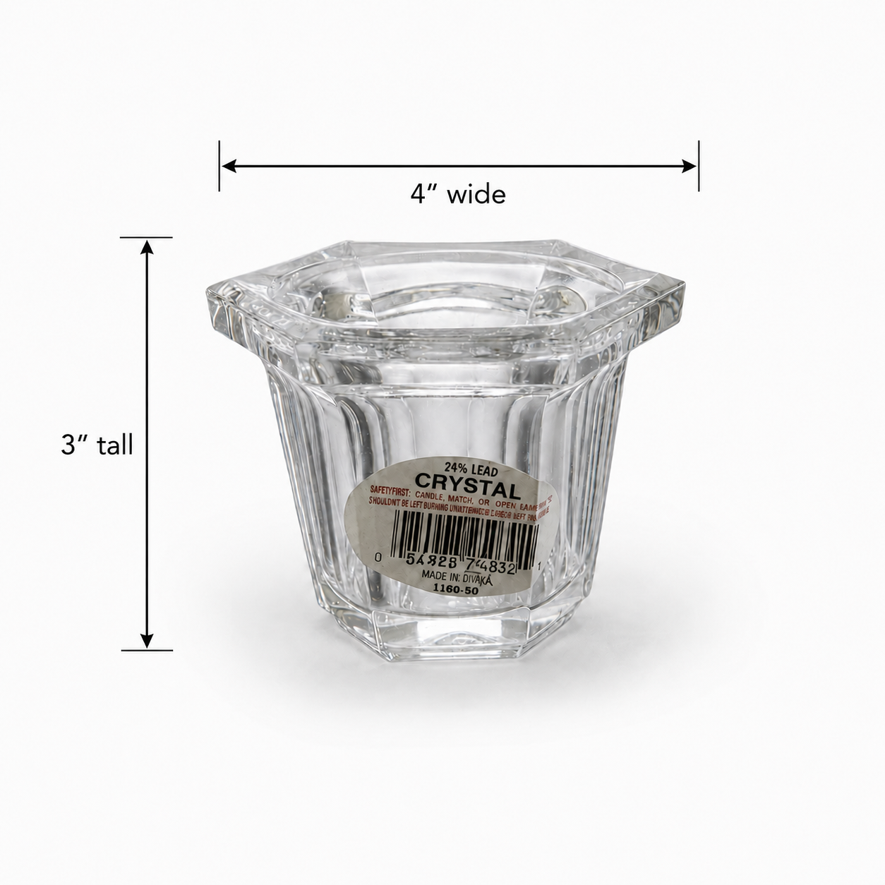 24% Lead Crystal Votive Candle Holder - 3 inches tall x 4 inches wide