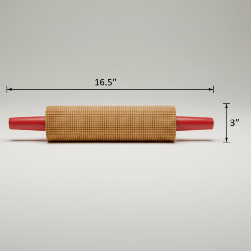 Lokstad Cross Cut Rolling Pin with Red Handles - Maple Wood USA Made