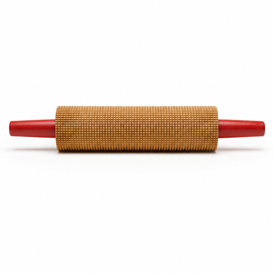 Lokstad Cross Cut Rolling Pin with Red Handles - Maple Wood USA Made