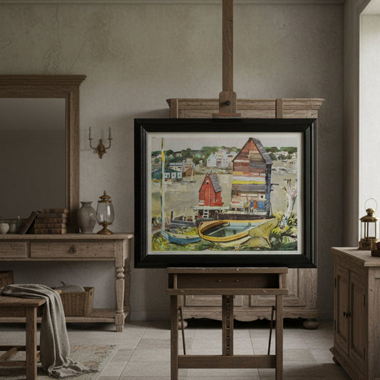 Millard Sheet Print | Picturesque Lobster Cove New England | United Air Lines 1958