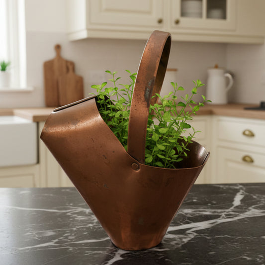 Vintage Mini Copper Scuttle Bucket Small - Coal Bucket Fireplace Decor