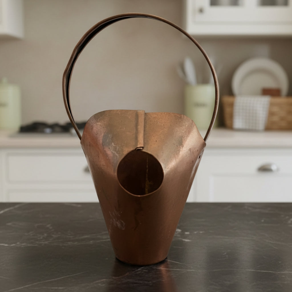 Vintage Mini Copper Scuttle Bucket Small - Coal Bucket Fireplace Decor