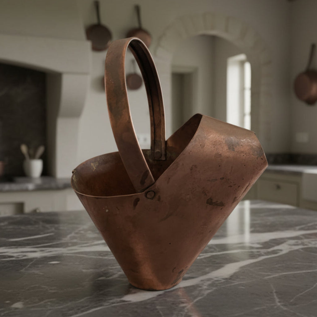 Vintage Mini Copper Scuttle Bucket Small - Coal Bucket Fireplace Decor