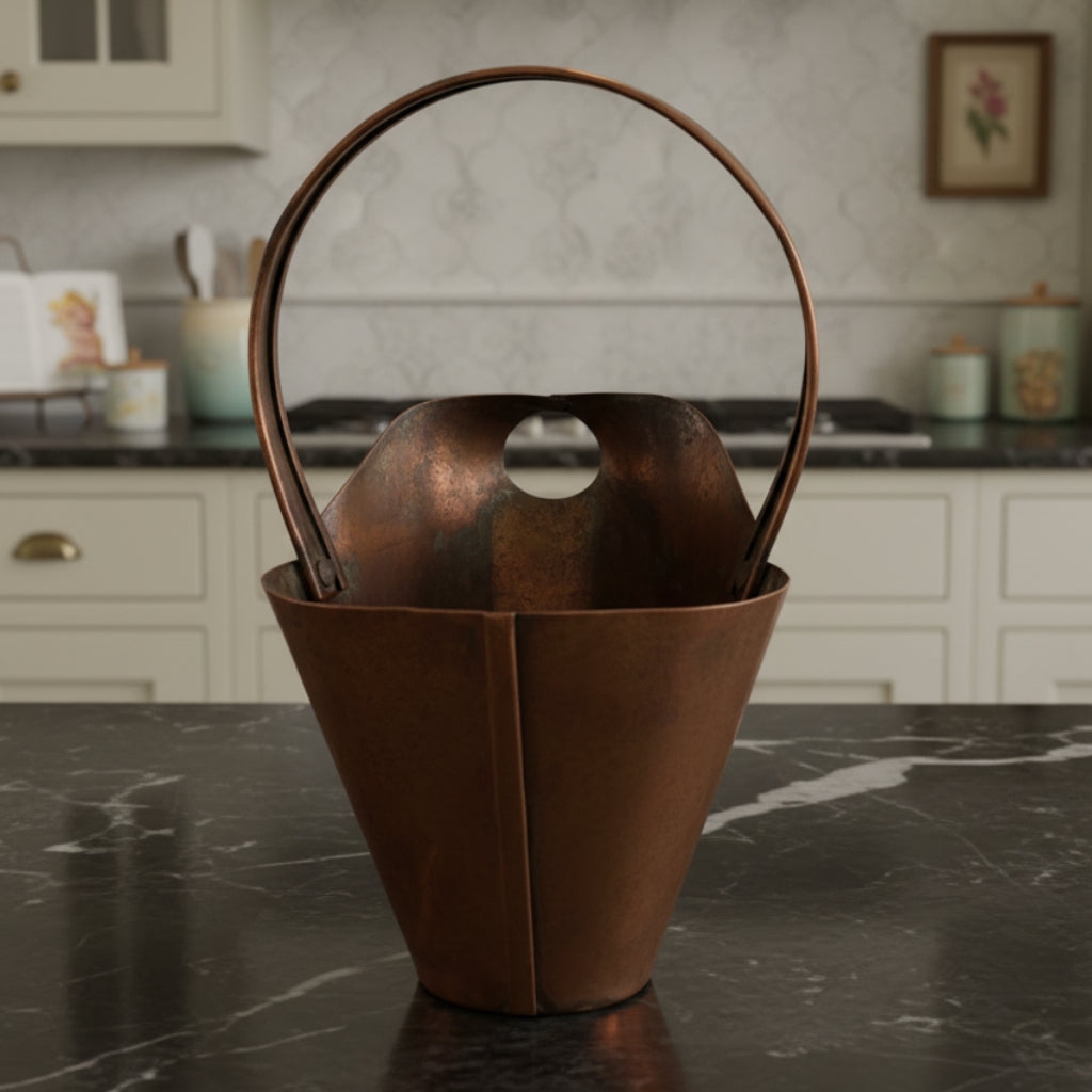 Vintage Mini Copper Scuttle Bucket Small - Coal Bucket Fireplace Decor
