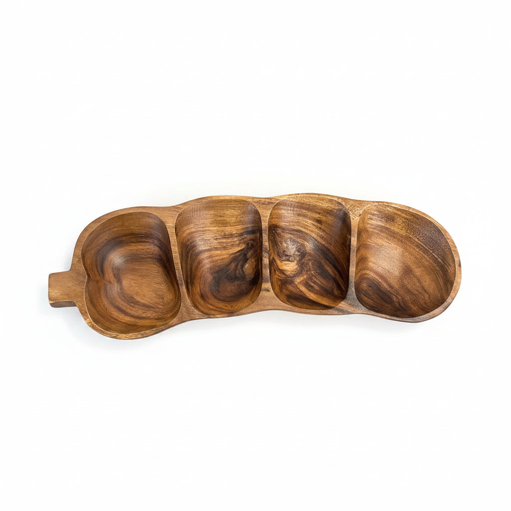 Mountain Woods Acacia Wood Tamarind Snack Serving Tray - Made in USA