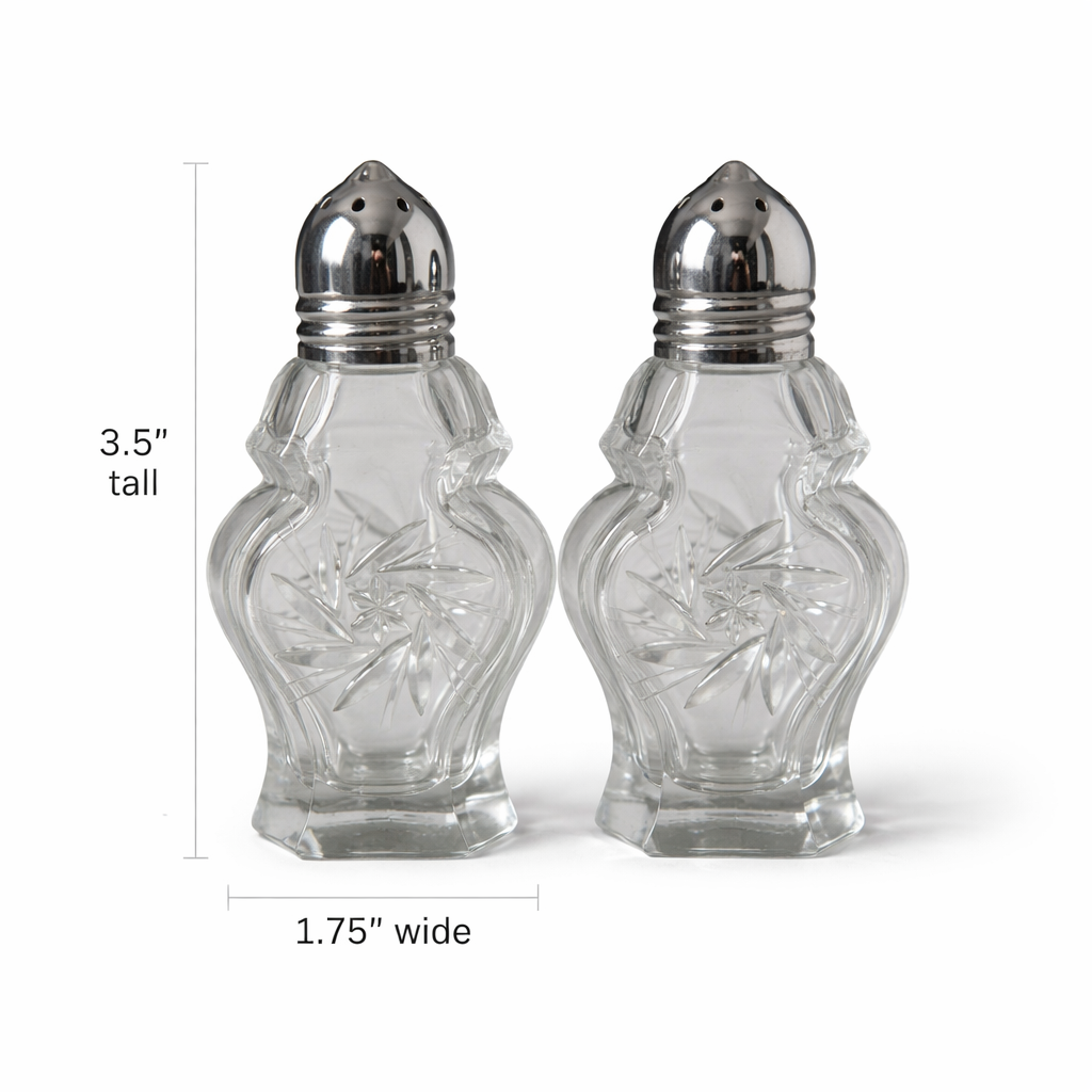 Vintage Pinwheel Cut Crystal Salt & Pepper Shaker Set - 3.5" Tall